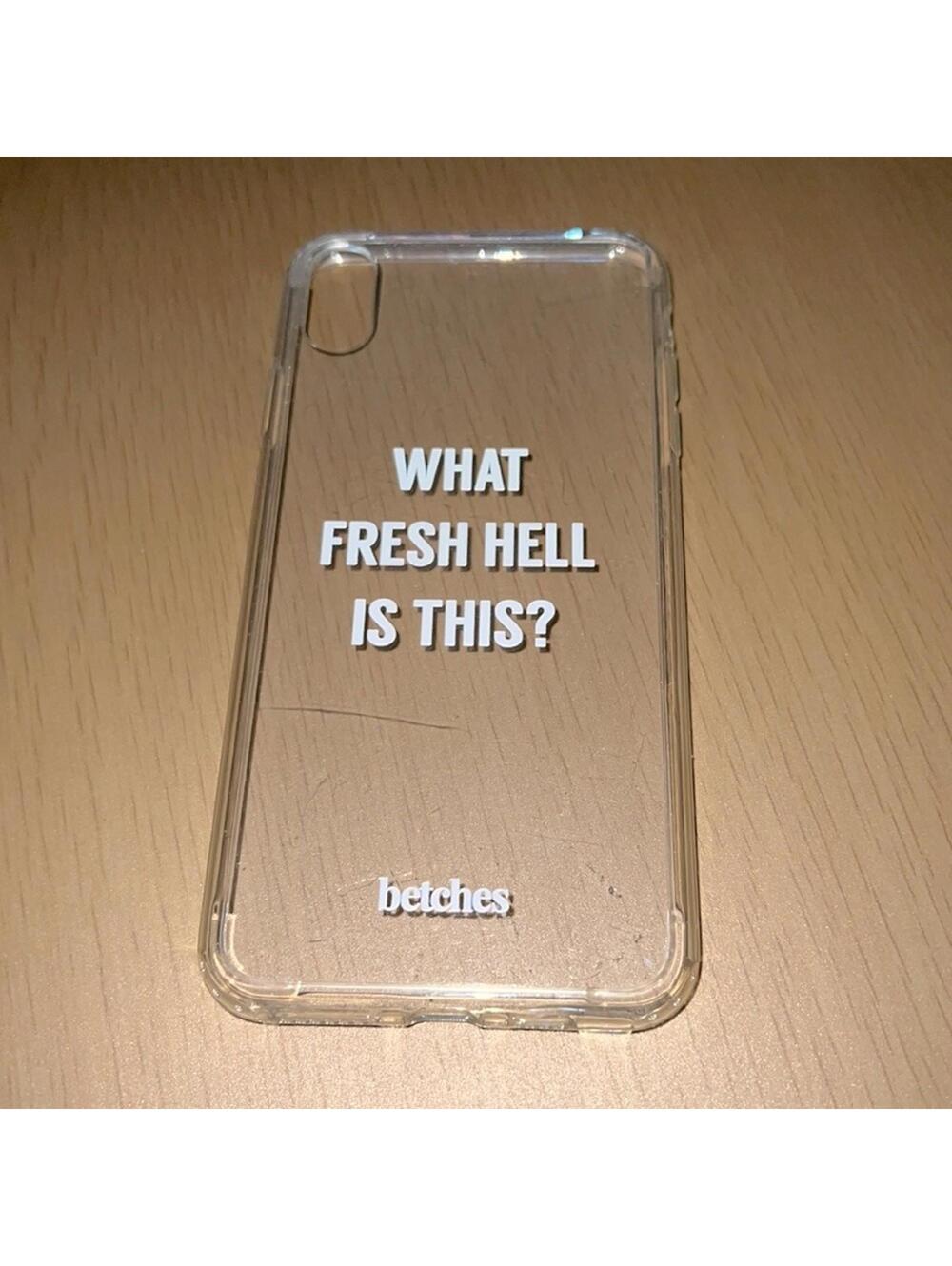 iPhone X/XS MAX clear case w text w/ cable